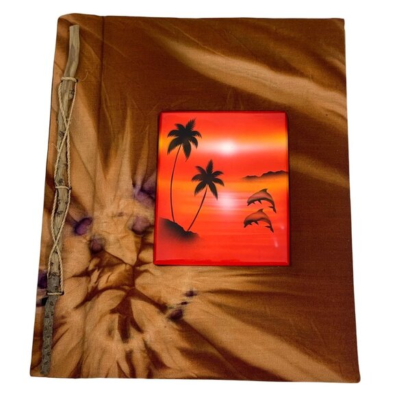 Tropical Tie Dye Photo Album Ceramic Inlay Handmade Paper Holds 40 - 4.5 x 6" - Picture 1 of 6